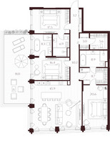 Планировка трехкомнатной(квартира) площадью 166.2 квадратных метров в “ЖК Климашкина 7/11”