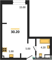 Планировка студии(квартира) площадью 30.2 квадратных метров в “ЖК СТОУН Райз”