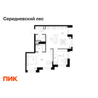 Планировка двухкомнатной(квартира) площадью 66.5 квадратных метров в “ЖК Середневский лес”