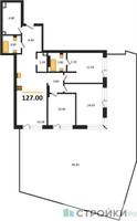 Планировка трехкомнатной(квартира) площадью 127 квадратных метров в “ЖК Portland (Портланд)”