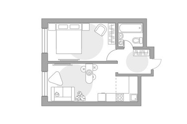 Планировка двухкомнатной(квартира) площадью 39.58 квадратных метров в ЖК “ЖК Ильинойс”