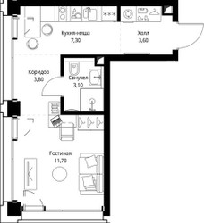 Планировка студии(квартира) площадью 29.9 квадратных метров в ЖК “ЖК СЕТ”