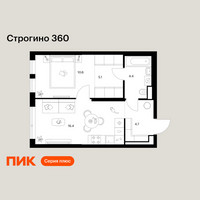 Планировка однокомнатной(квартира) площадью 41.2 квадратных метров в “ЖК Строгино 360”