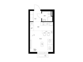 Планировка студии(квартира) площадью 24 квадратных метров в “ЖК Саларьево парк”