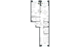 Планировка трехкомнатной(квартира) площадью 72.5 квадратных метров в “ЖК Михалковский”