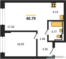 Планировка однокомнатной(квартира) площадью 40.79 квадратных метров в “ЖК Егорово Парк”