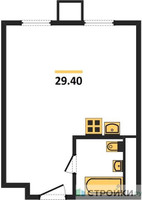 Планировка студии(апартаменты) площадью 29.4 квадратных метров в “ЖК Движение. Тушино”