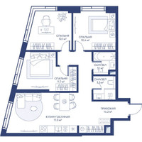 Планировка трехкомнатной(квартира) площадью 70 квадратных метров в “ЖК Свет”