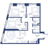 Планировка трехкомнатной(квартира) площадью 76.9 квадратных метров в “ЖК Свет”