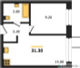 Планировка однокомнатной(квартира) площадью 31.3 квадратных метров в “ЖК Никольский квартал Отрада”