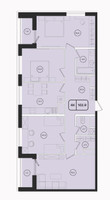 Планировка 4+ комнатной(квартира) площадью 102.9 квадратных метров в “ЖК ОМ”