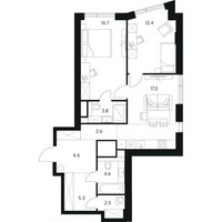 Планировка двухкомнатной(квартира) площадью 71.7 квадратных метров в “ЖК Нексус от Аквилон”