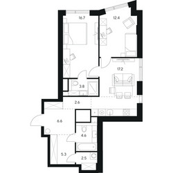 Планировка двухкомнатной(квартира) площадью 71.7 квадратных метров в ЖК “ЖК Нексус от Аквилон”