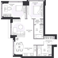 Планировка трехкомнатной(квартира) площадью 70.3 квадратных метров в “ЖК Hide (Хайд)”