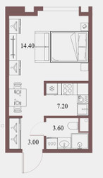 Планировка студии(квартира) площадью 28.2 квадратных метров в ЖК “ЖК Северный порт. Береговые кварталы”