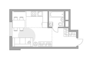 Планировка студии(квартира) площадью 29.15 квадратных метров в “ЖК Новая Алексеевская роща”