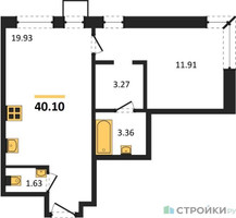 Планировка однокомнатной(квартира) площадью 40.1 квадратных метров в “ЖК CitiMix Новокосино (Ситимикс Новокосино)”