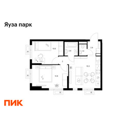 Планировка двухкомнатной(квартира) площадью 47.8 квадратных метров в ЖК “ЖК Яуза Парк (Мытищи)”
