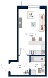 Планировка студии(квартира) площадью 28.04 квадратных метров в ЖК “ЖК Бархат”