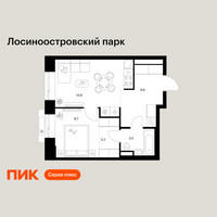 Планировка однокомнатной(квартира) площадью 38.9 квадратных метров в “ЖК Лосиноостровский парк”