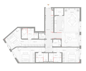 Планировка трехкомнатной(квартира) площадью 176.3 квадратных метров в ЖК “ЖК Николь”
