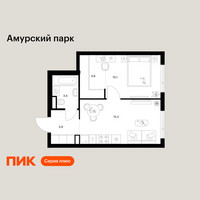 Планировка однокомнатной(квартира) площадью 37.3 квадратных метров в “ЖК Амурский парк”