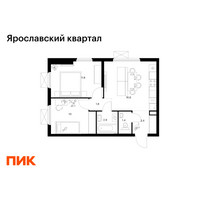 Планировка двухкомнатной(квартира) площадью 47.9 квадратных метров в “Ярославский квартал”
