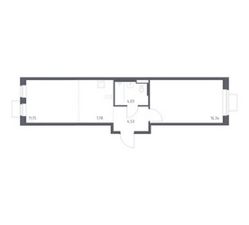 Планировка однокомнатной(квартира) площадью 44.43 квадратных метров в ЖК “ЖК Подольские кварталы”