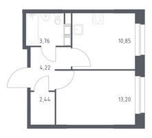 Планировка однокомнатной(квартира) площадью 34.47 квадратных метров в “ЖК ЭкоБунино (Южное Бунино)”
