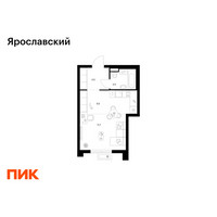 Планировка студии(квартира) площадью 29.2 квадратных метров в “ЖК Ярославский”