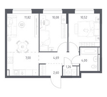 Планировка двухкомнатной(квартира) площадью 51.97 квадратных метров в “ЖК Богдановский Лес”