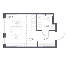 Планировка студии(квартира) площадью 22.75 квадратных метров в “ЖК Мытищи Парк”