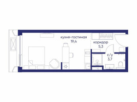 Планировка студии(квартира) площадью 28.42 квадратных метров в “ЖК Остров”
