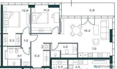 Планировка двухкомнатной(квартира) площадью 84.6 квадратных метров в ЖК “ЖК SHIFT (Шифт)”