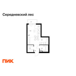 Планировка студии(квартира) площадью 29.4 квадратных метров в ЖК “ЖК Середневский лес”