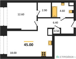 Планировка однокомнатной(квартира) площадью 45 квадратных метров в “ЖК SOUL (СОУЛ)”