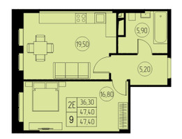 Планировка двухкомнатной(квартира) площадью 47.4 квадратных метров в “ЖК 31 КВАРТАЛ”