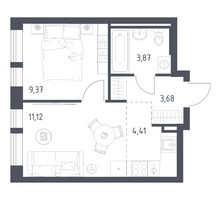 Планировка однокомнатной(квартира) площадью 33.05 квадратных метров в “ЖК Квартал Авиаторов”