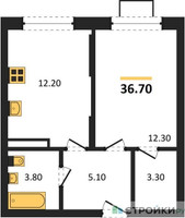 Планировка однокомнатной(квартира) площадью 36.7 квадратных метров в “ЖК Видный берег 2”