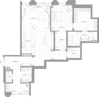 Планировка однокомнатной(квартира) площадью 121.6 квадратных метров в “ЖК Николь”