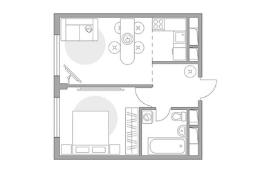 Планировка двухкомнатной(квартира) площадью 31.09 квадратных метров в ЖК “ЖК Аникеевский”