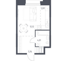 Планировка студии(апартаменты) площадью 25.86 квадратных метров в “ЖК Апарт-отель Тропарево парк”