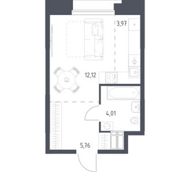 Планировка студии(апартаменты) площадью 25.86 квадратных метров в ЖК “ЖК Апарт-отель Тропарево парк”