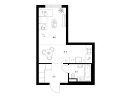 Планировка студии(квартира) площадью 28 квадратных метров в “ЖК Саларьево парк”