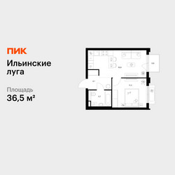 Планировка однокомнатной(квартира) площадью 36.5 квадратных метров в ЖК “ЖК Ильинские луга”