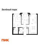 Планировка двухкомнатной(квартира) площадью 55.6 квадратных метров в “ЖК Зеленый парк”