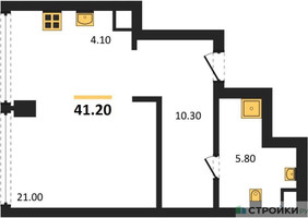 Планировка студии(квартира) площадью 41.2 квадратных метров в “ЖК Ривер Парк Кутузовский”