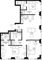 Планировка трехкомнатной(квартира) площадью 90.24 квадратных метров в “ЖК СЕТ”