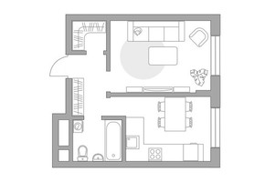Планировка однокомнатной(квартира) площадью 36.38 квадратных метров в “ЖК Живописный”