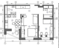 Планировка двухкомнатной(квартира) площадью 66.6 квадратных метров в “ЖК Дом на Баковке”